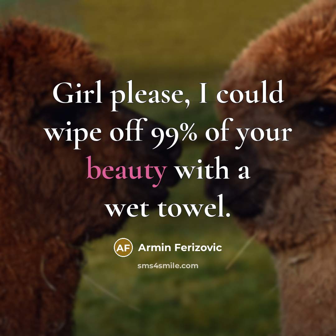 “Girl please, I could wipe off 99% of your beauty…” quote by Armin Ferizovic