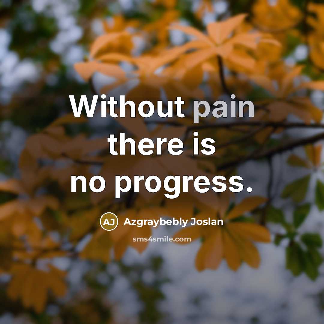 “Without pain there is no progress.…” quote by Azgraybebly Joslan