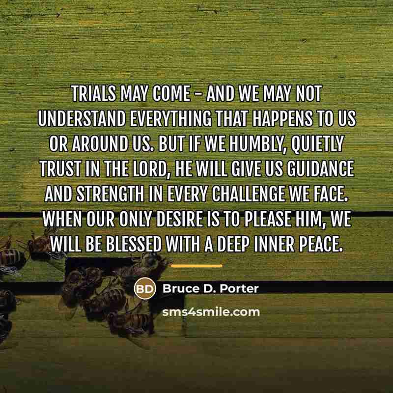 “Trials may come - and we may not understand everything…” quote by Bruce D. Porter