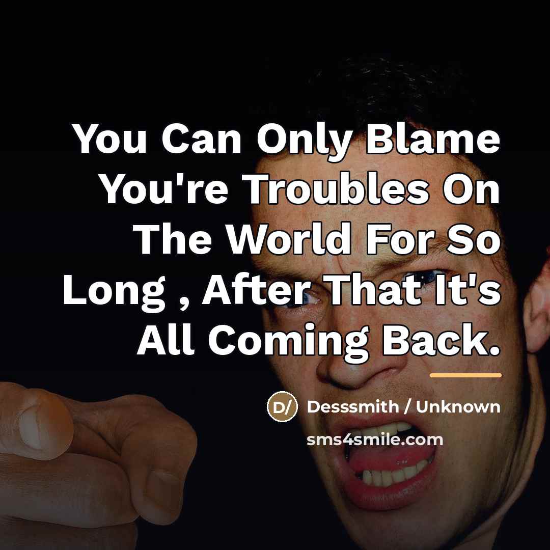 “You Can Only Blame You're Troubles On The World For…” quote by Anonymous