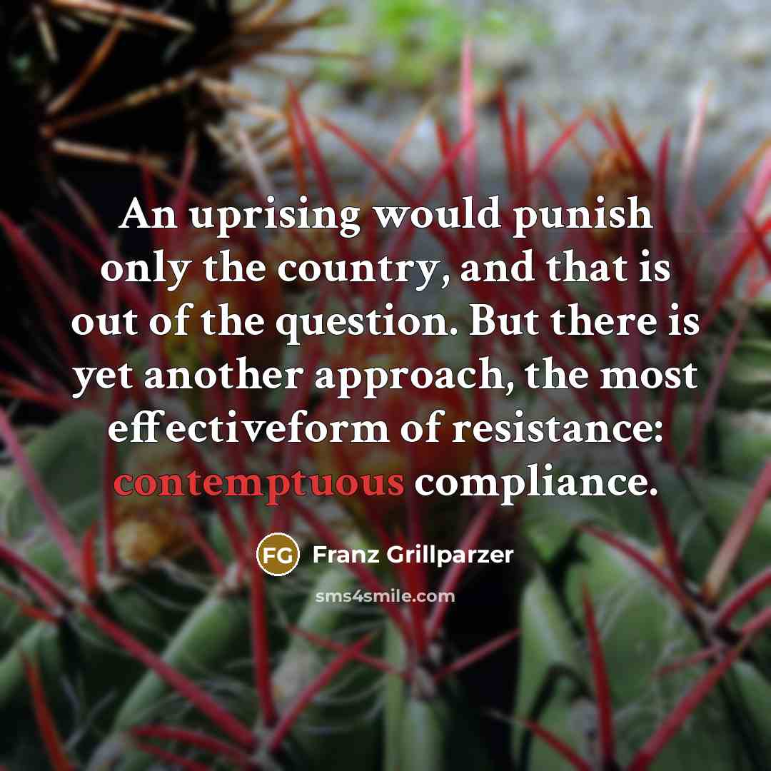 “An uprising would punish only the country, and that is…” quote by Franz Grillparzer