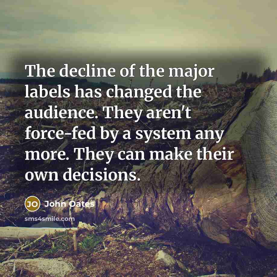 “The decline of the major labels has changed the audience.…” quote by John Oates
