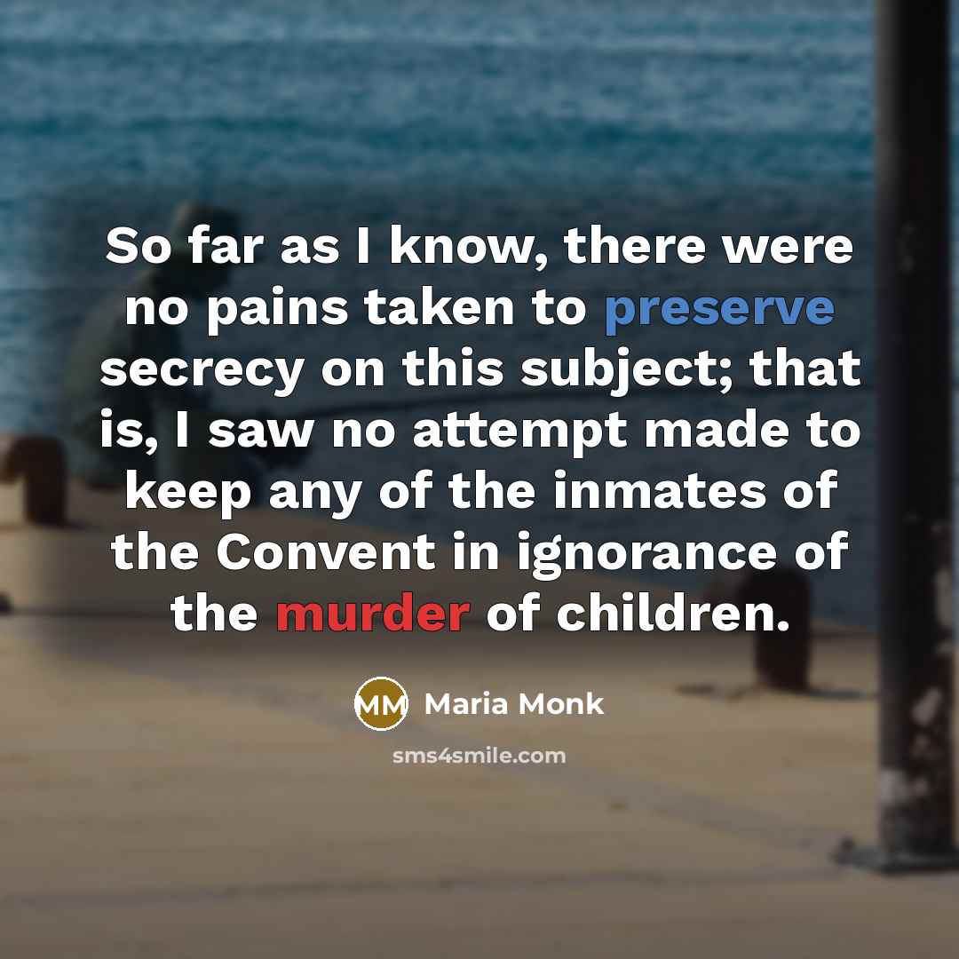 “So far as I know, there were no pains taken…” quote by Maria Monk