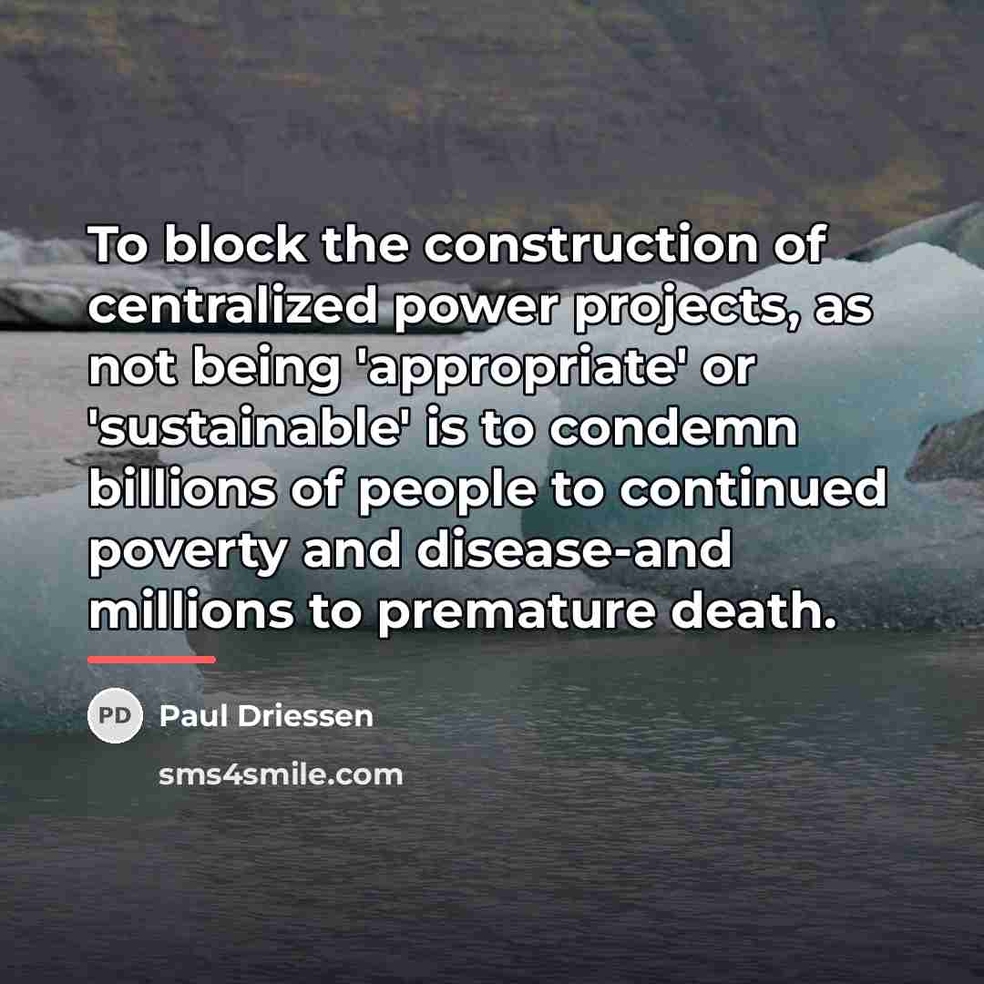 “To block the construction of centralized power projects, as not…” quote by Paul Driessen