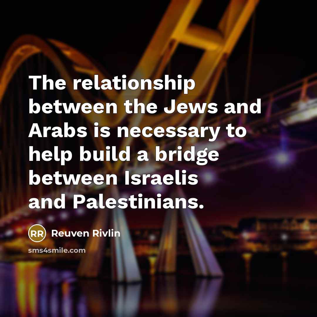 “The relationship between the Jews and Arabs is necessary to…” quote by Reuven Rivlin