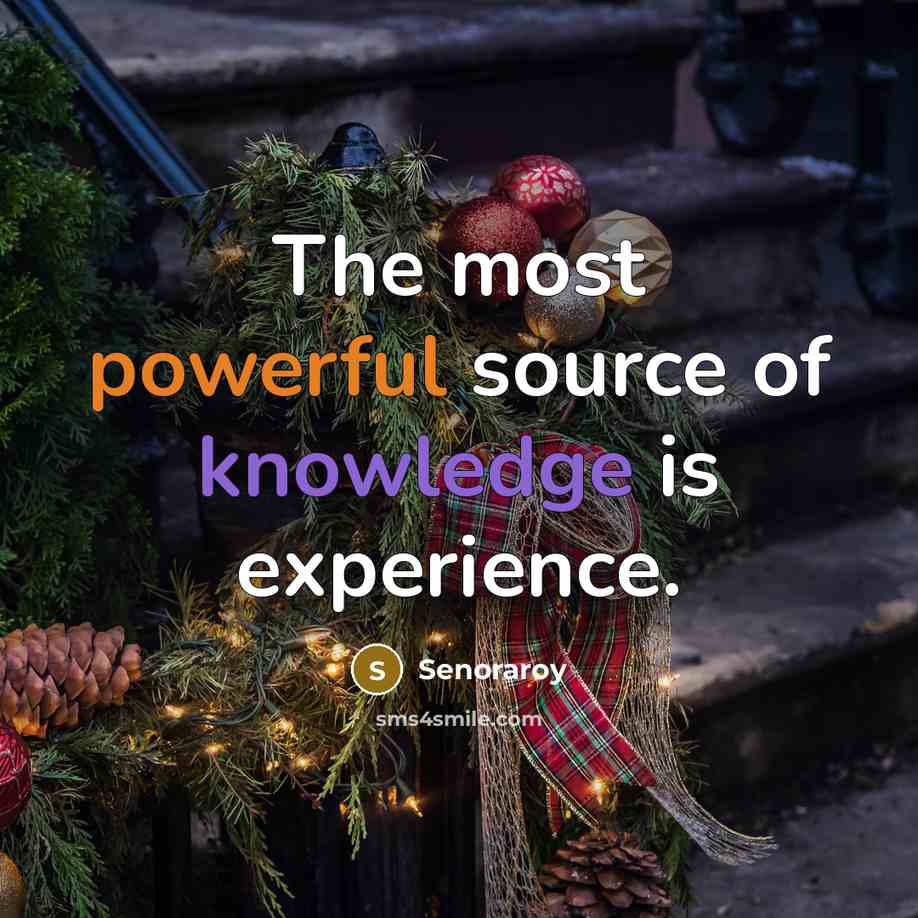 “The most powerful source of knowledge is experience.” quote by Senoraroy