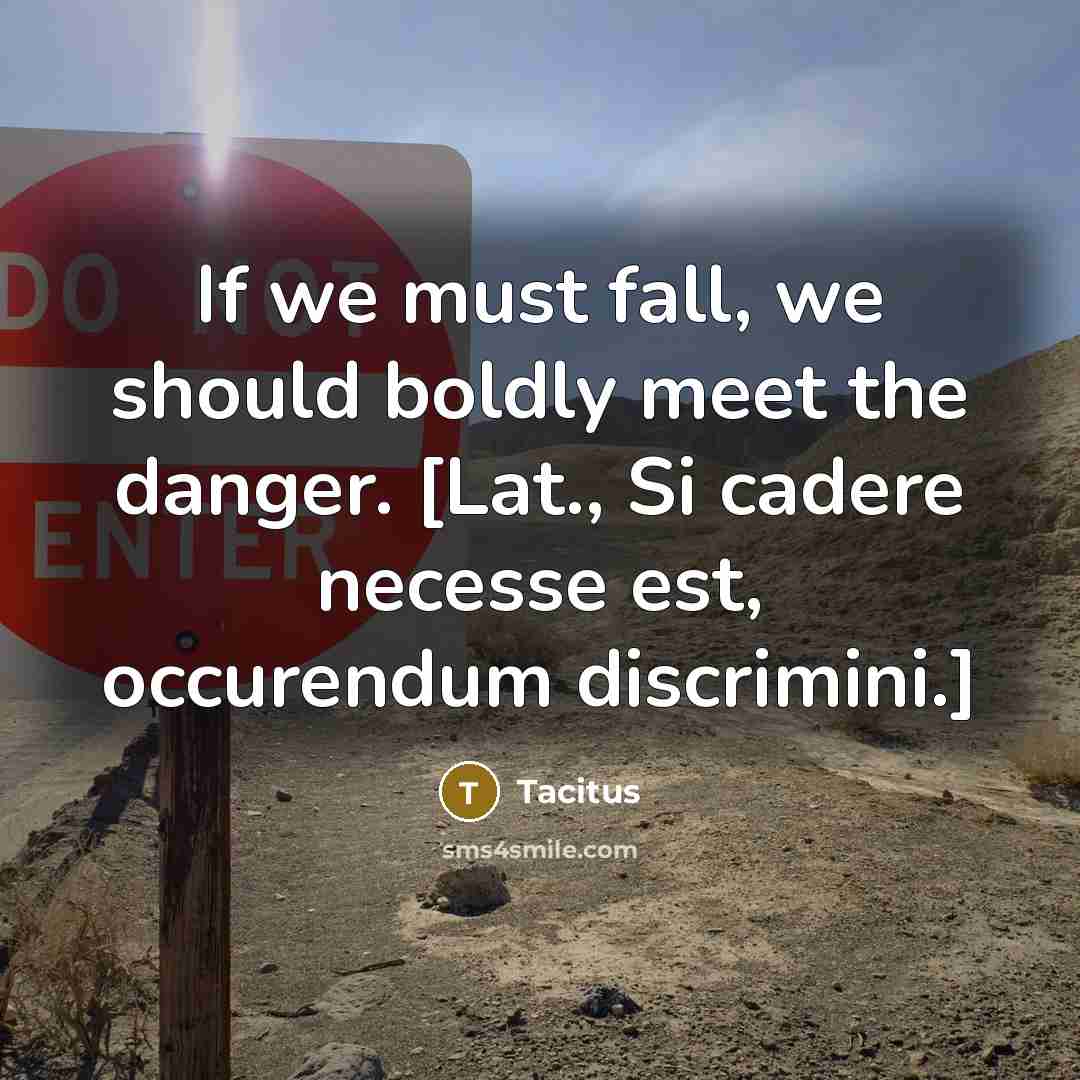 “If we must fall, we should boldly meet the danger.…” quote by Tacitus