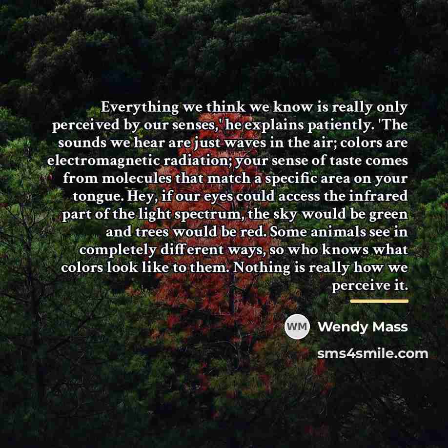 “Everything we think we know is really only perceived by…” quote by Wendy Mass