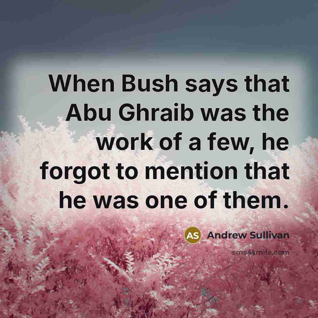 “When Bush says that Abu Ghraib was the work of…” quote by Andrew Sullivan