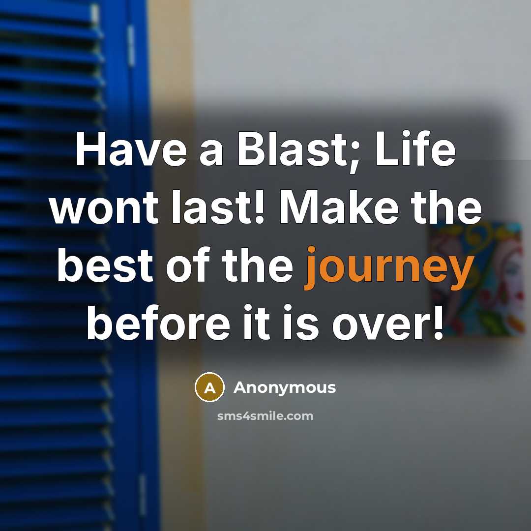 “Have a Blast; Life wont last! Make the best of…” quote by Anonymous