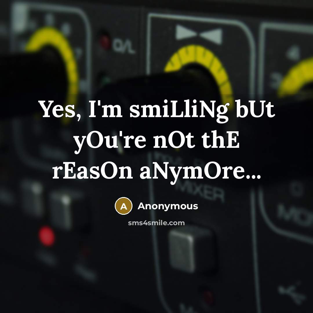 “Yes, I'm smiLliNg bUt yOu're nOt thE rEasOn aNymOre...” quote by Anonymous