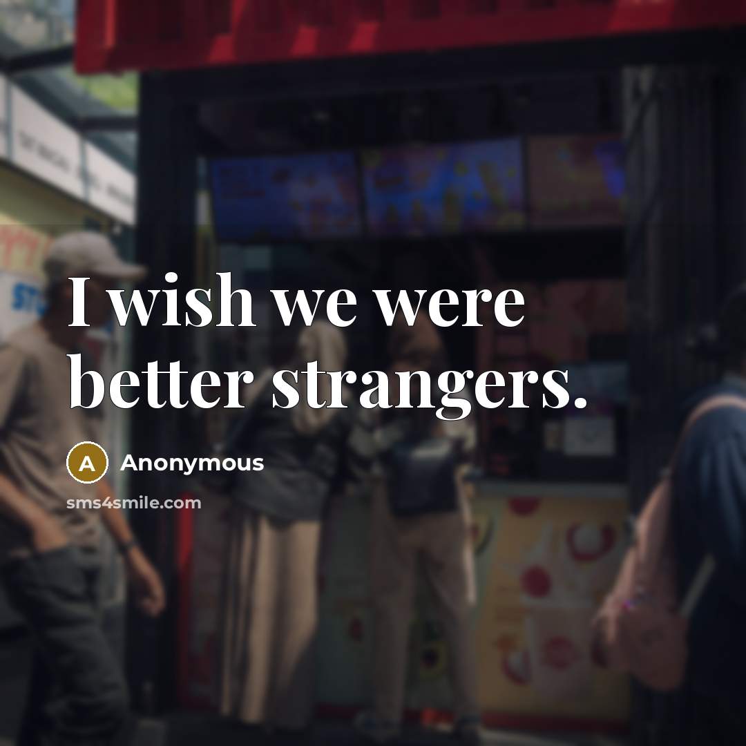 “I wish we were better strangers.…” quote by Anonymous