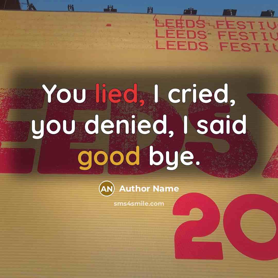 “You lied, I cried, you denied, I said good bye.” quote by Author Name