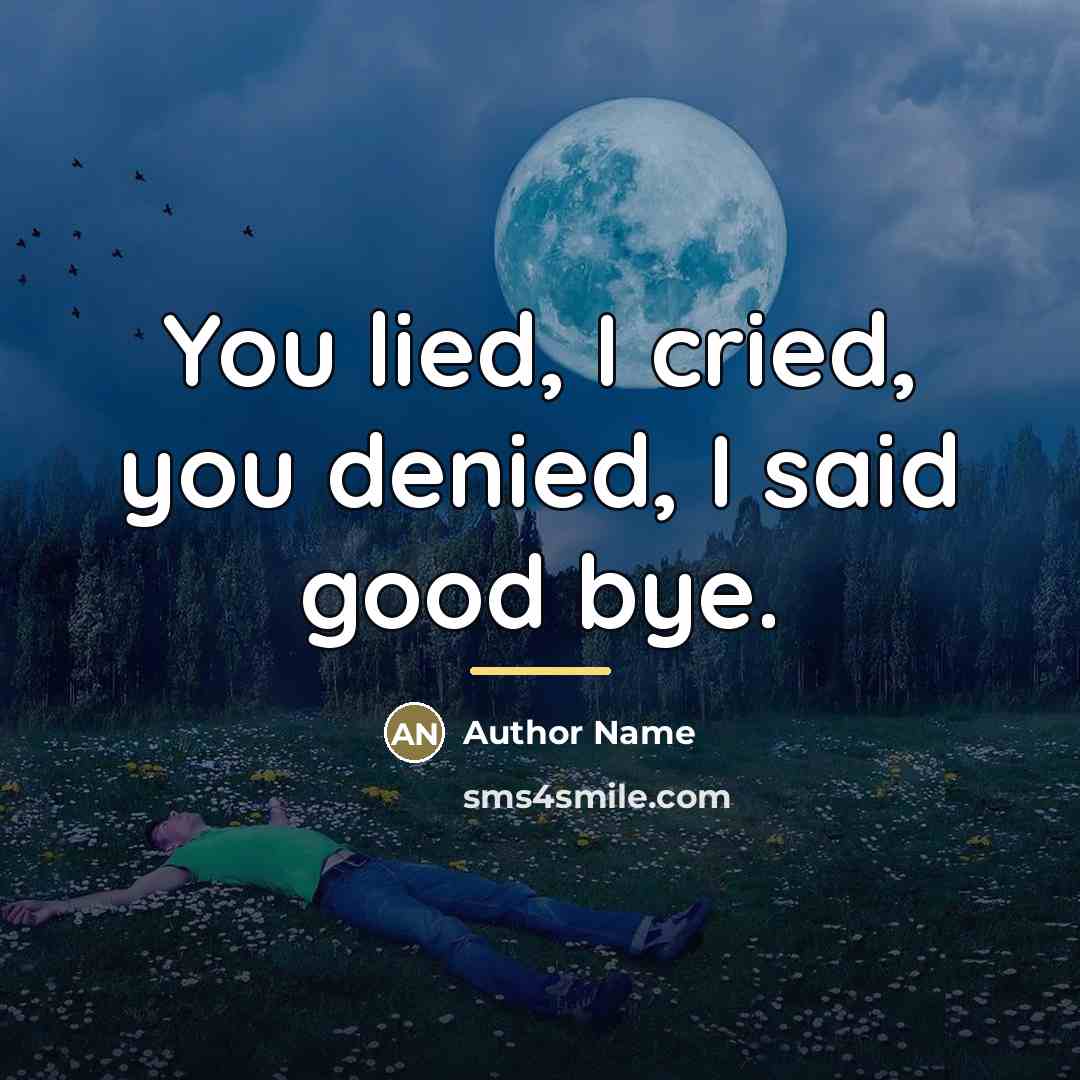 “You lied, I cried, you denied, I said good bye.…” quote by Author Name