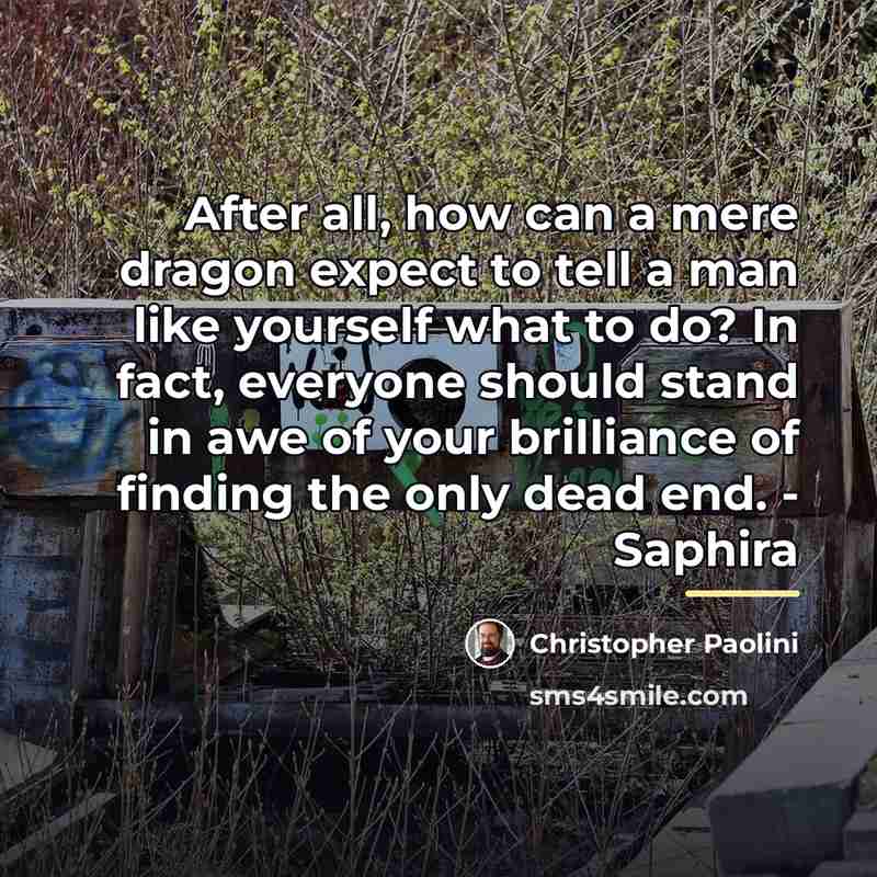 “After all, how can a mere dragon expect to tell…” quote by Christopher Paolini