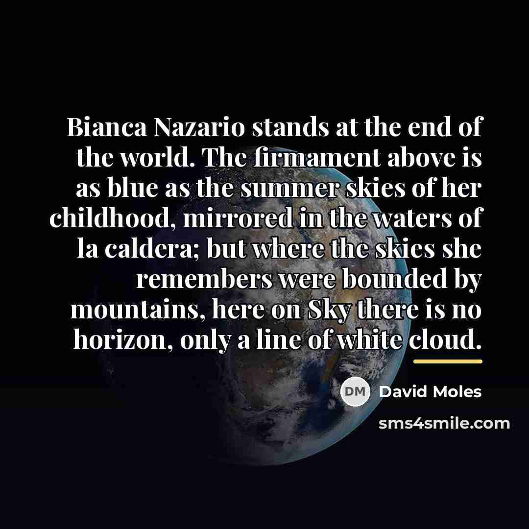 “Bianca Nazario stands at the end of the world. The…” quote by David Moles