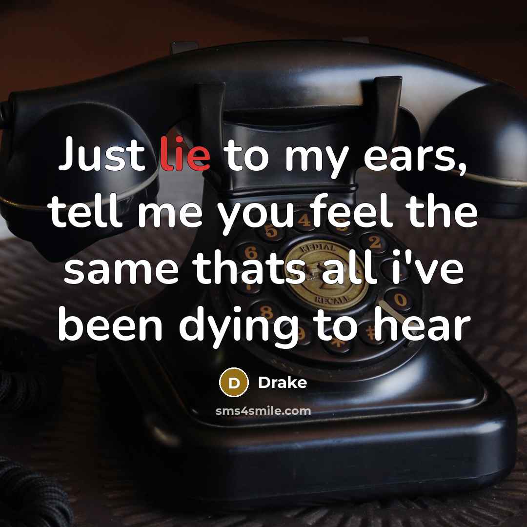 “Just lie to my ears, tell me you feel the…” quote by Drake
