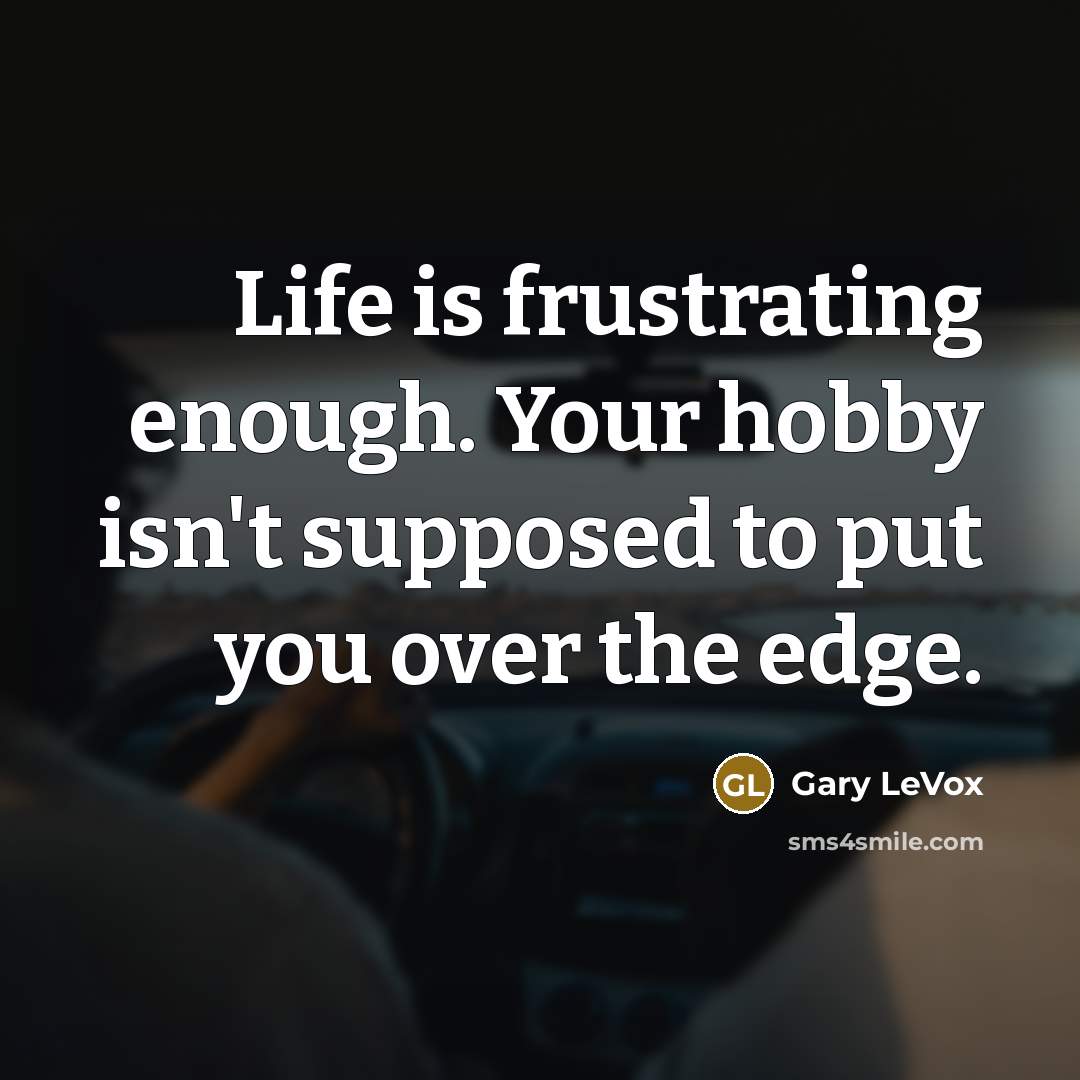 “Life is frustrating enough. Your hobby isn't supposed to put…” quote by Gary LeVox