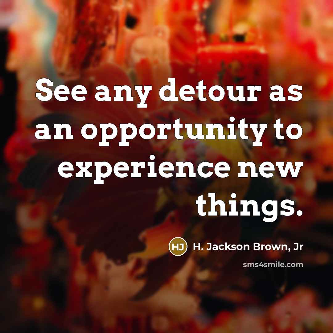 “See any detour as an opportunity to experience new things.…” quote by H. Jackson Brown, Jr