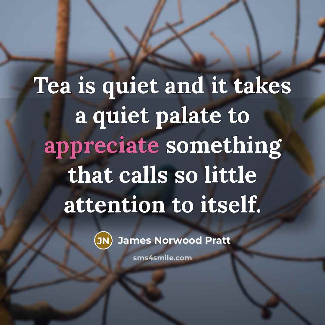 “Tea is quiet and it takes a quiet palate to…” quote by James Norwood Pratt