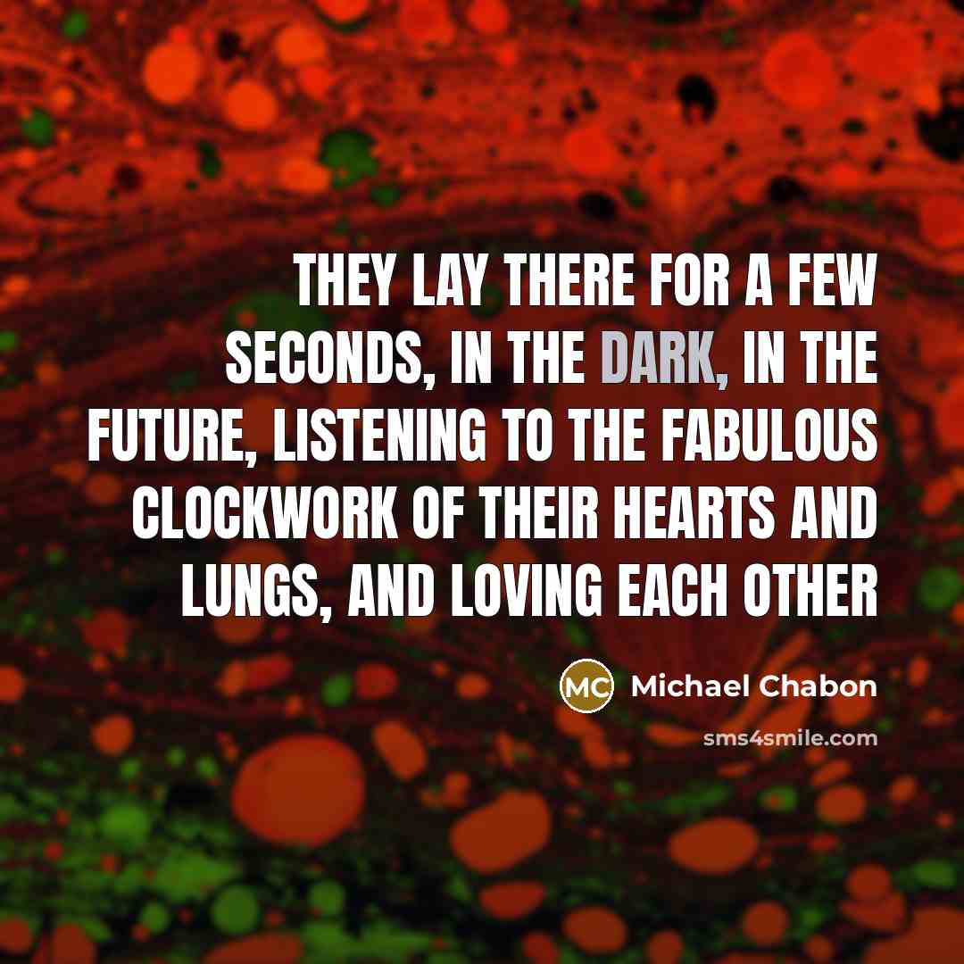 “They lay there for a few seconds, in the dark,…” quote by Michael Chabon