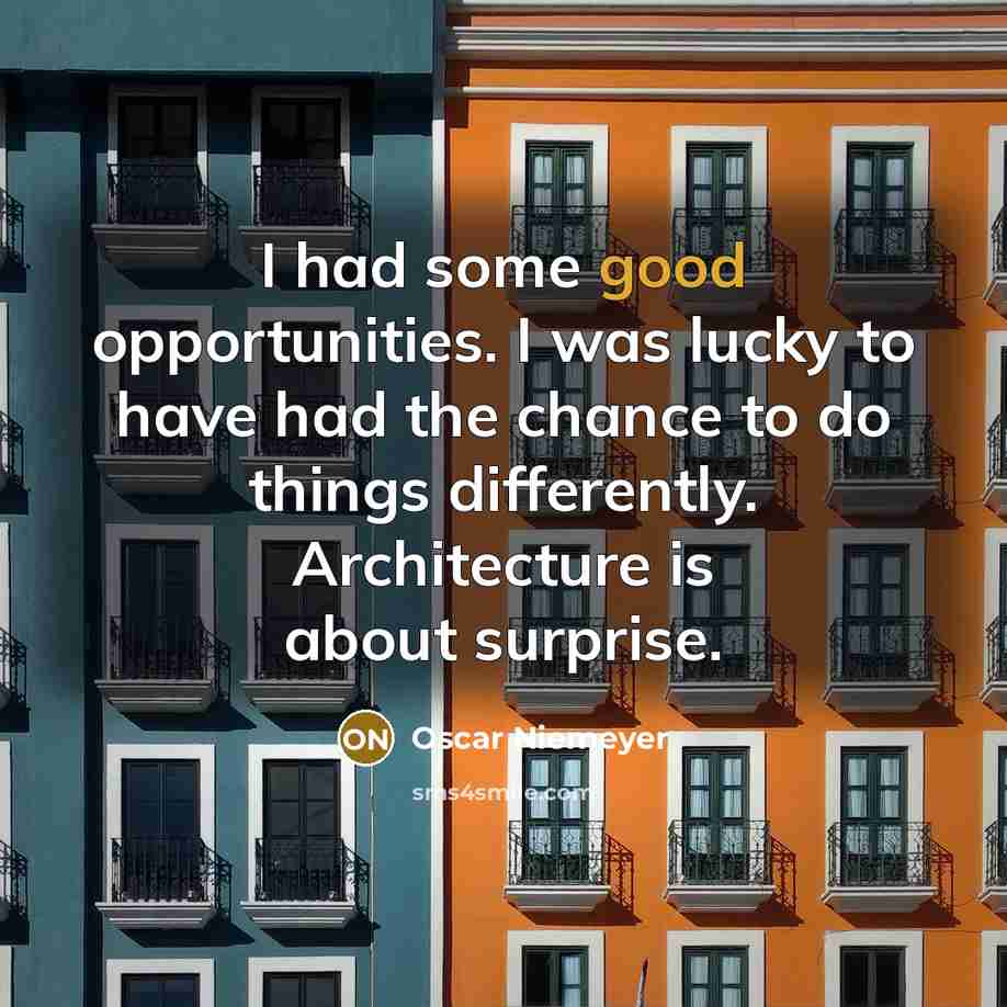 “I had some good opportunities. I was lucky to have…” quote by Oscar Niemeyer