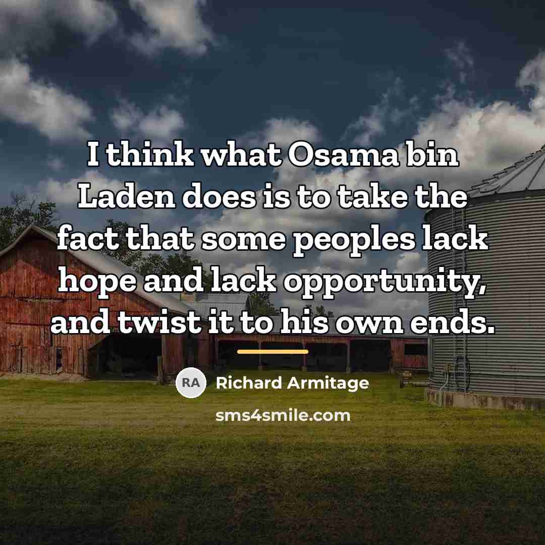 “I think what Osama bin Laden does is to take…” quote by Richard Armitage