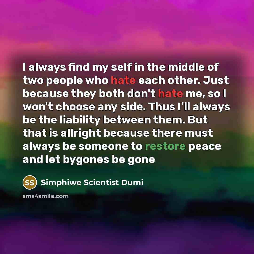 “I always find my self in the middle of two…” quote by Simphiwe Scientist Dumi