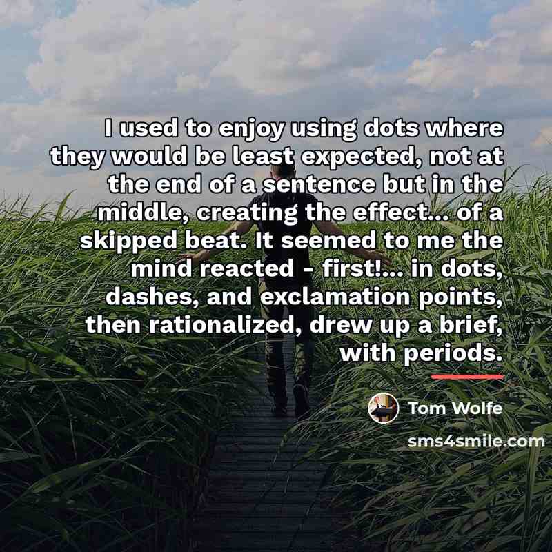 “I used to enjoy using dots where they would be…” quote by Tom Wolfe