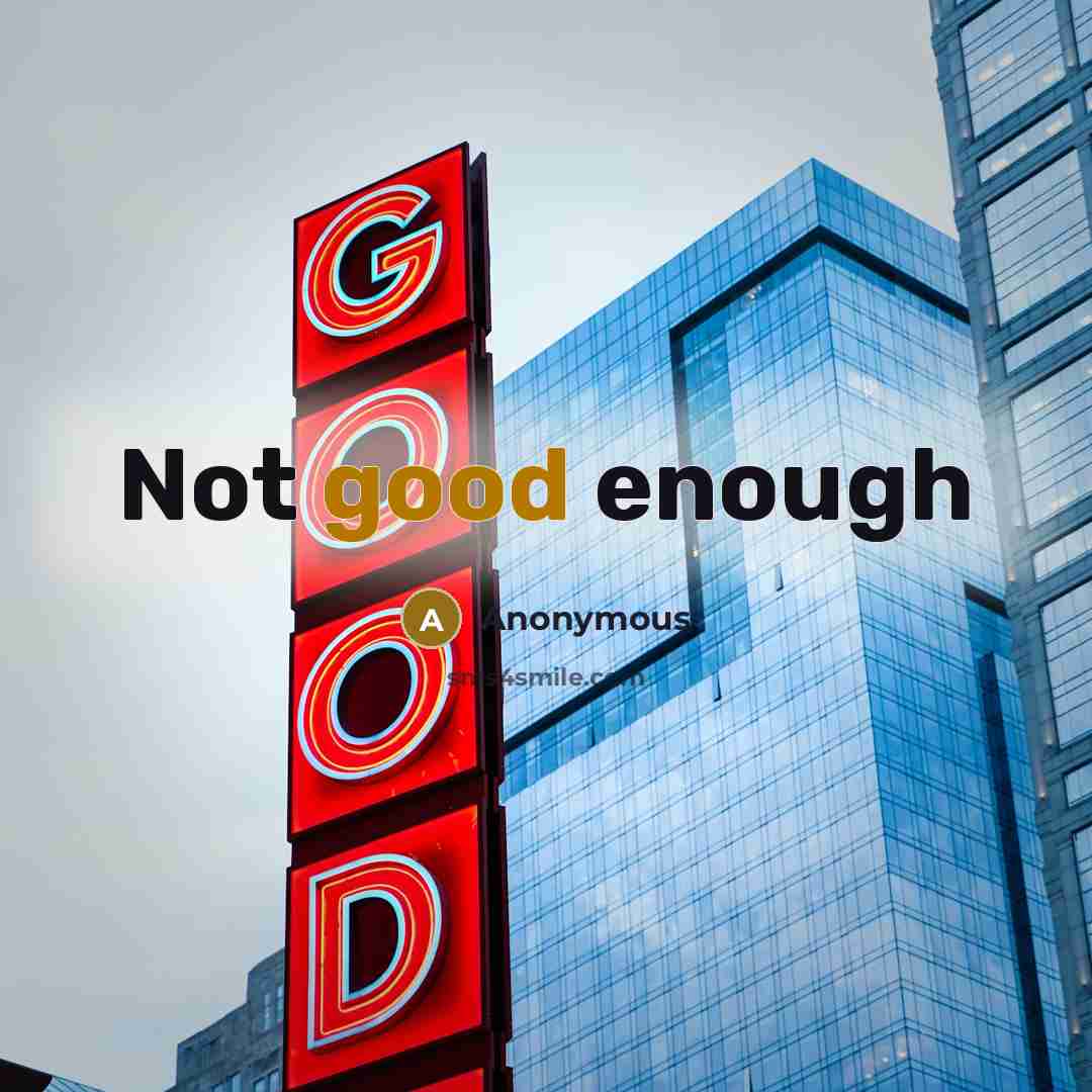 “Not good enough” quote by Anonymous