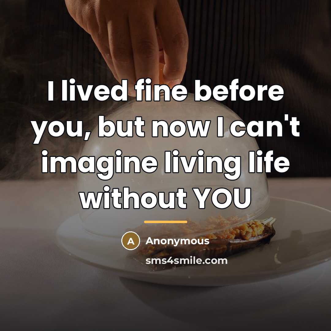 “I lived fine before you, but now I can't imagine…” quote by Anonymous