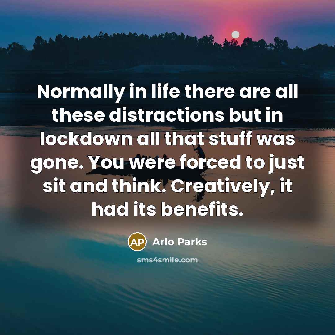 “Normally in life there are all these distractions but in…” quote by Arlo Parks