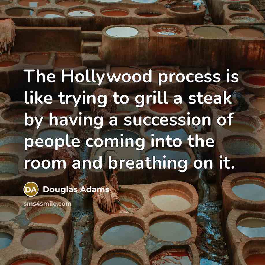“The Hollywood process is like trying to grill a steak…” quote by Douglas Adams