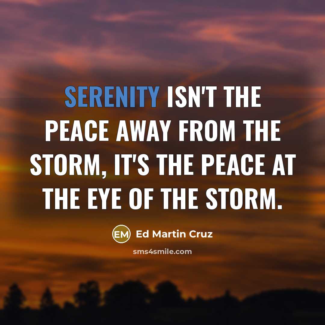 “Serenity isn't the peace away from the storm, it's the peace at the eye of the storm.” quote by Ed Martin Cruz