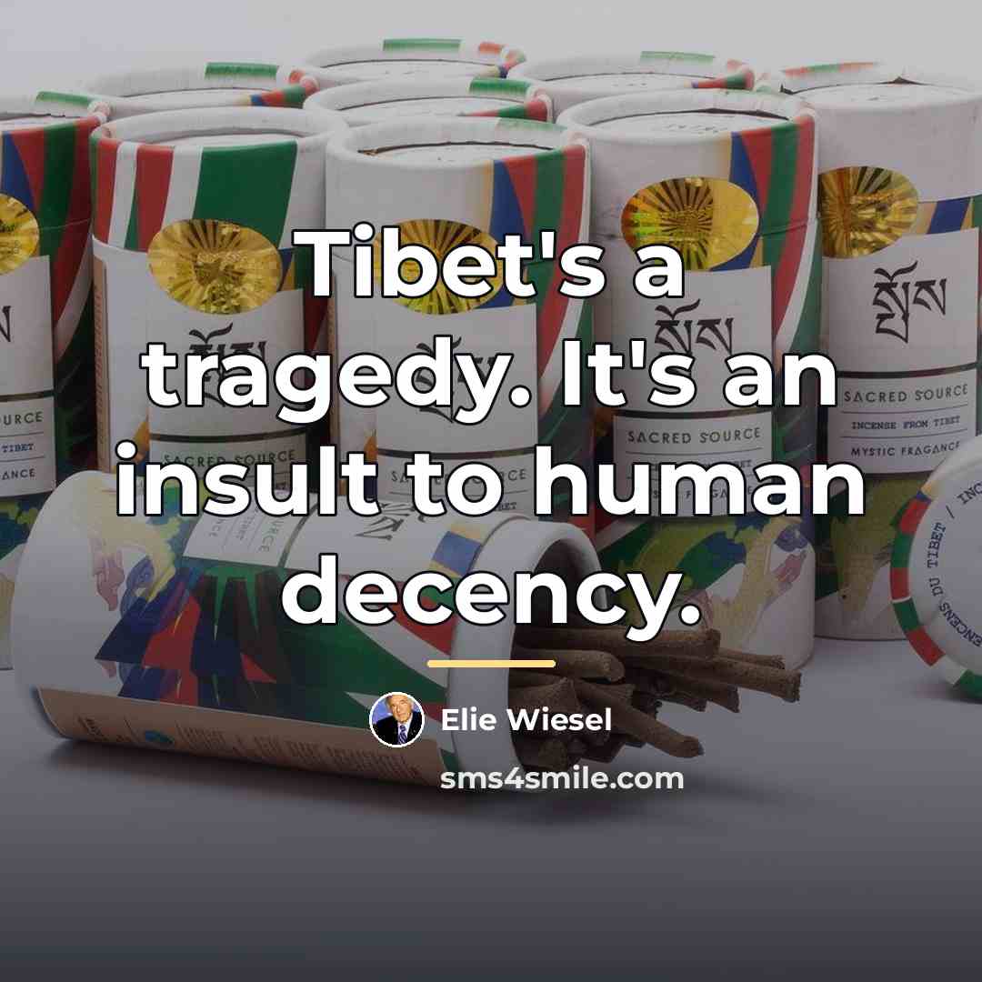 “Tibet's a tragedy. It's an insult to human decency.…” quote by Elie Wiesel
