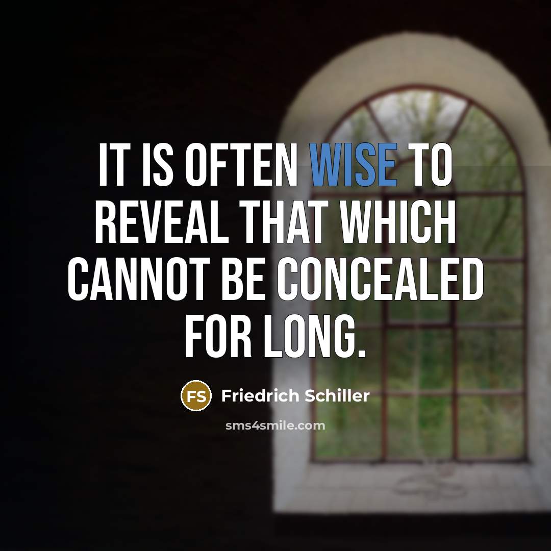 “It is often wise to reveal that which cannot be…” quote by Friedrich Schiller