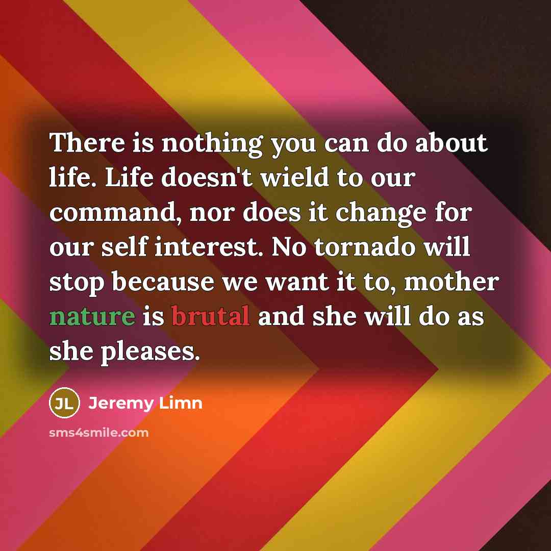“There is nothing you can do about life. Life doesn't…” quote by Jeremy Limn