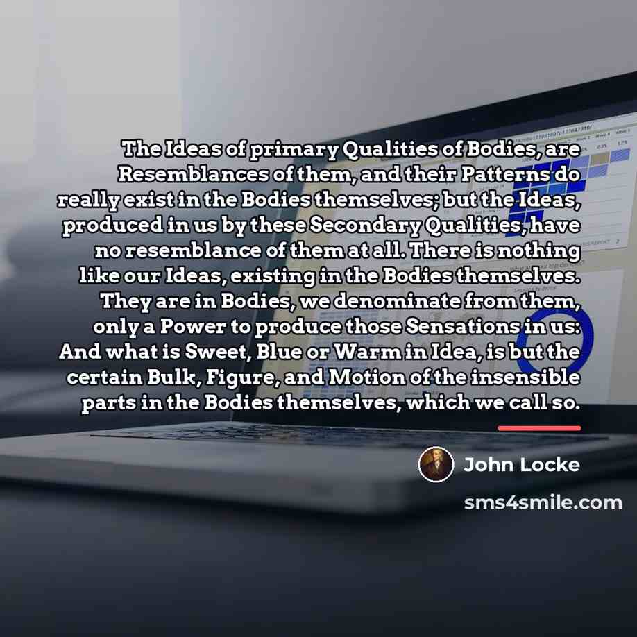 “The Ideas of primary Qualities of Bodies, are Resemblances of…” quote by John Locke