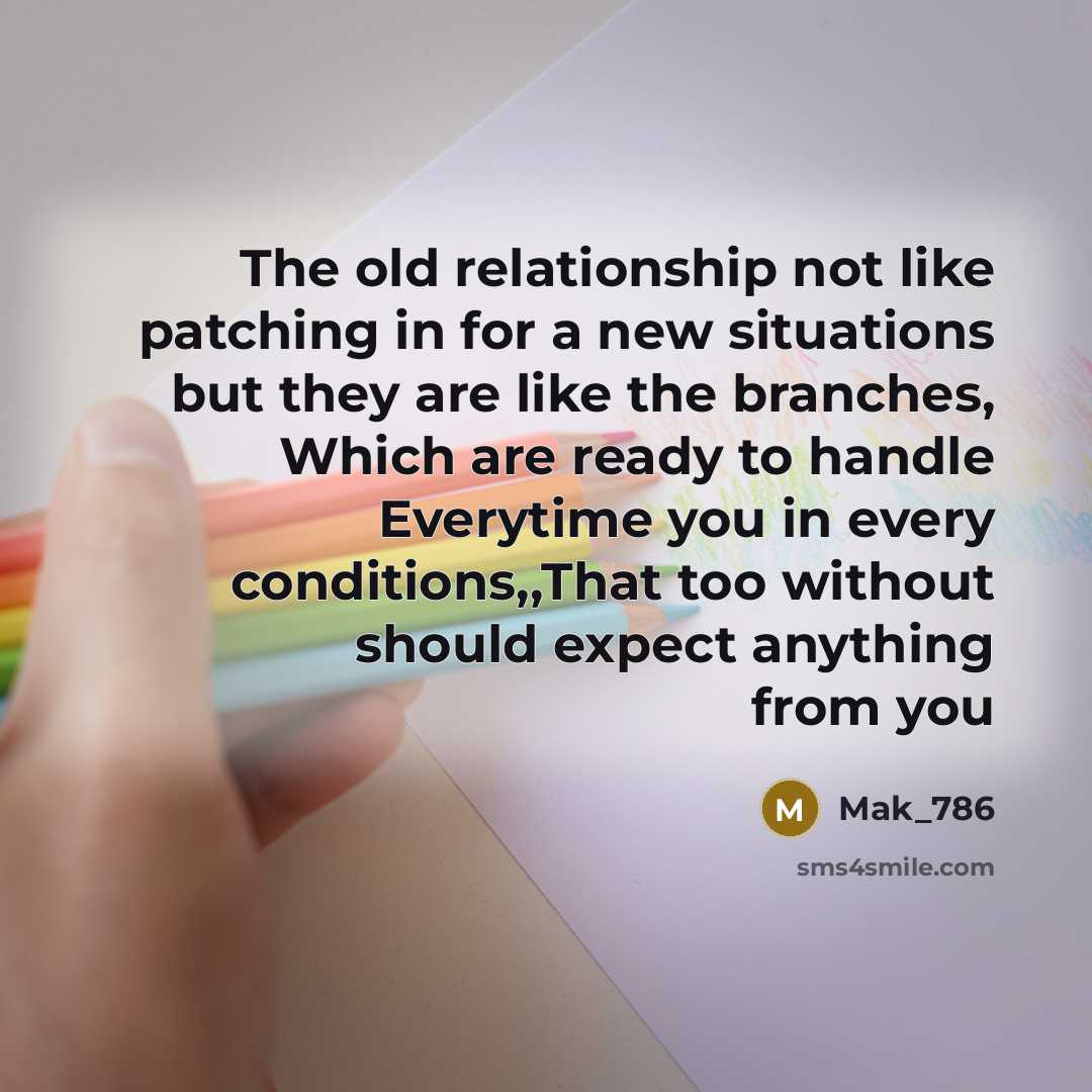 “The old relationship not like patching in for a new situations but they are like the branches, Which are ready to handle Everytime you in every conditions,,That too without should expect anything from you” quote by Mak_786