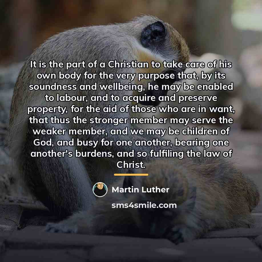 “It is the part of a Christian to take care…” quote by Martin Luther
