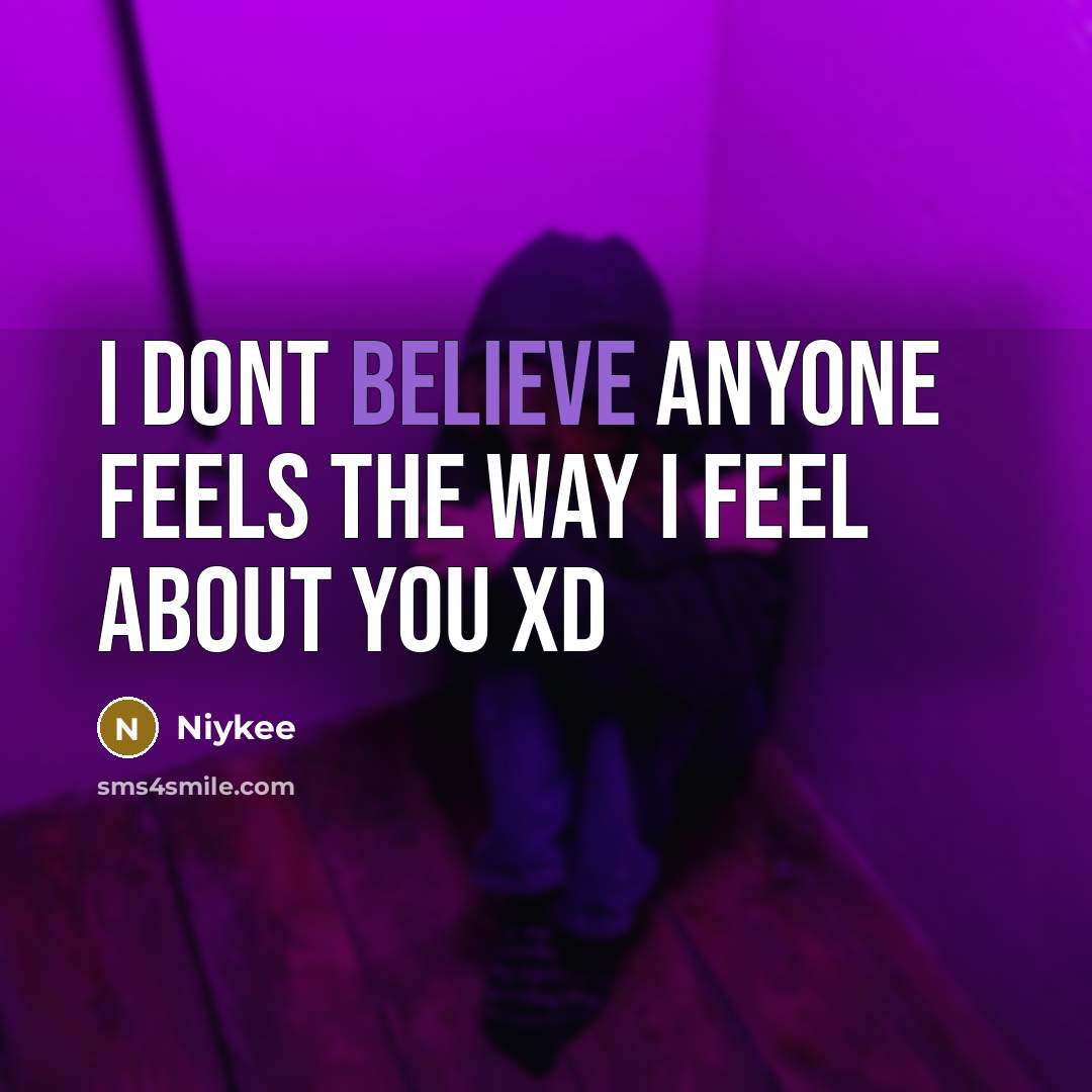 “I Dont Believe Anyone Feels The Way I Feel About You XD” quote by Niykee