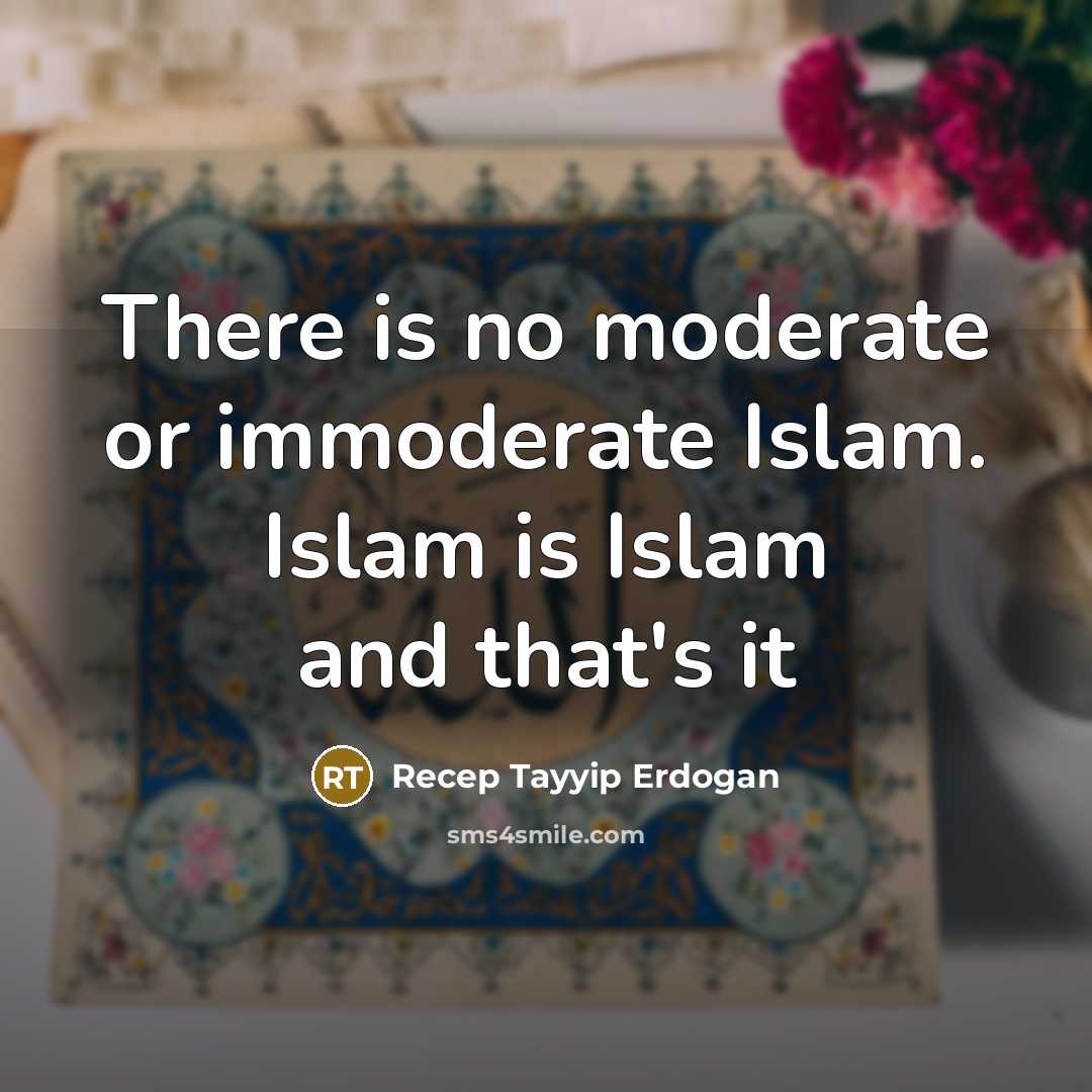 “There is no moderate or immoderate Islam. Islam is Islam…” quote by Recep Tayyip Erdogan