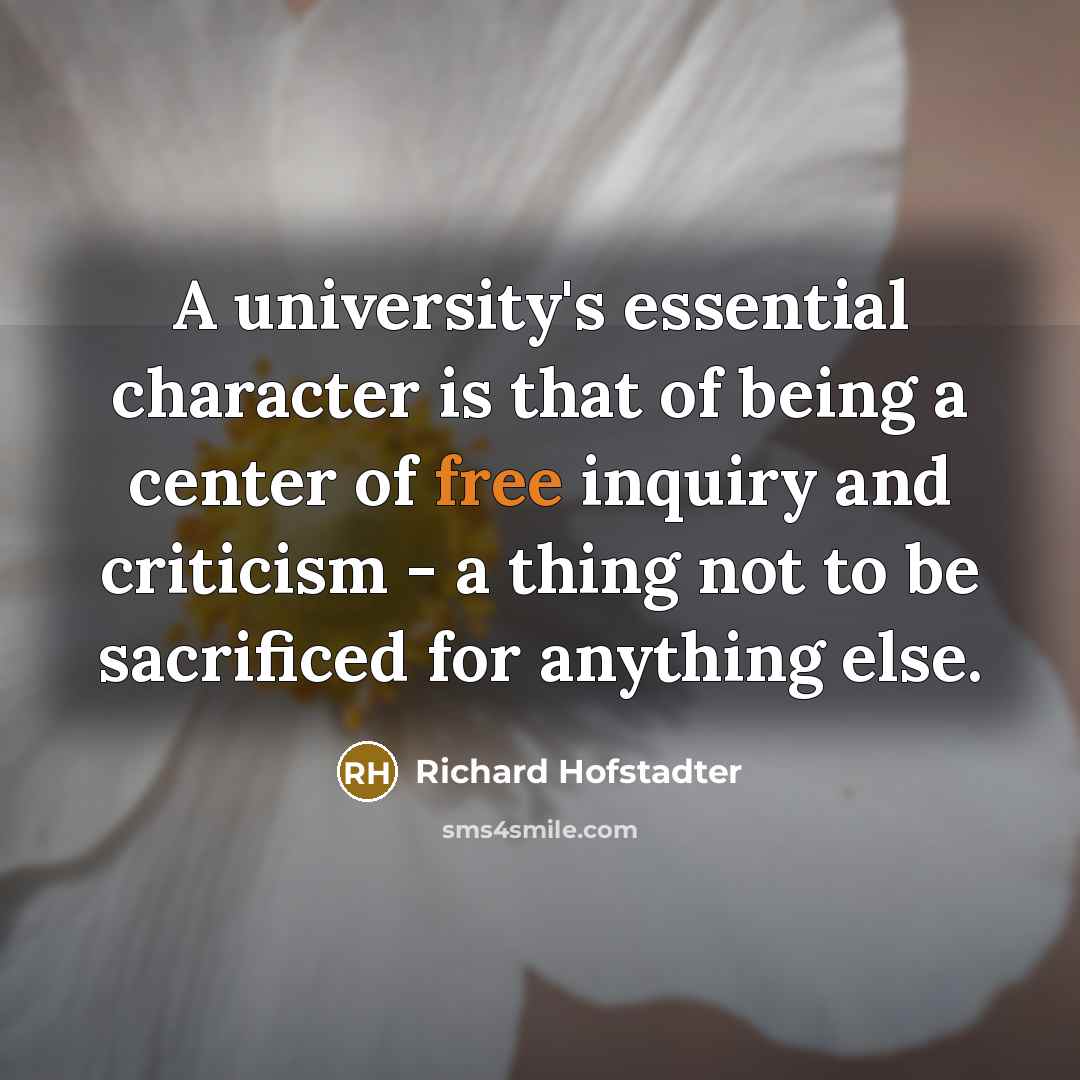 “A university's essential character is that of being a center…” quote by Richard Hofstadter