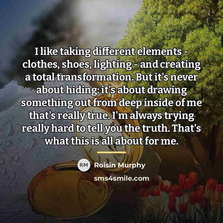 “I like taking different elements - clothes, shoes, lighting -…” quote by Roisin Murphy