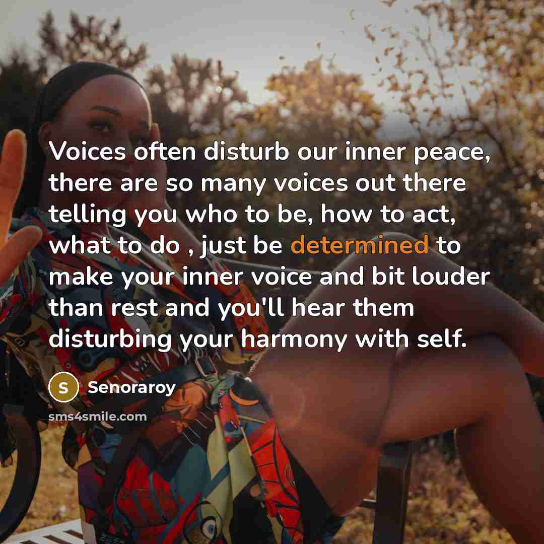 “Voices often disturb our inner peace, there are so many…” quote by Senoraroy