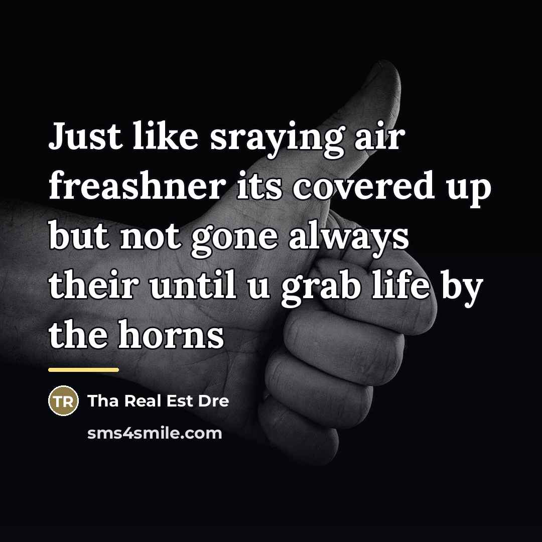 “Just like sraying air freashner its covered up but not…” quote by Tha Real Est Dre