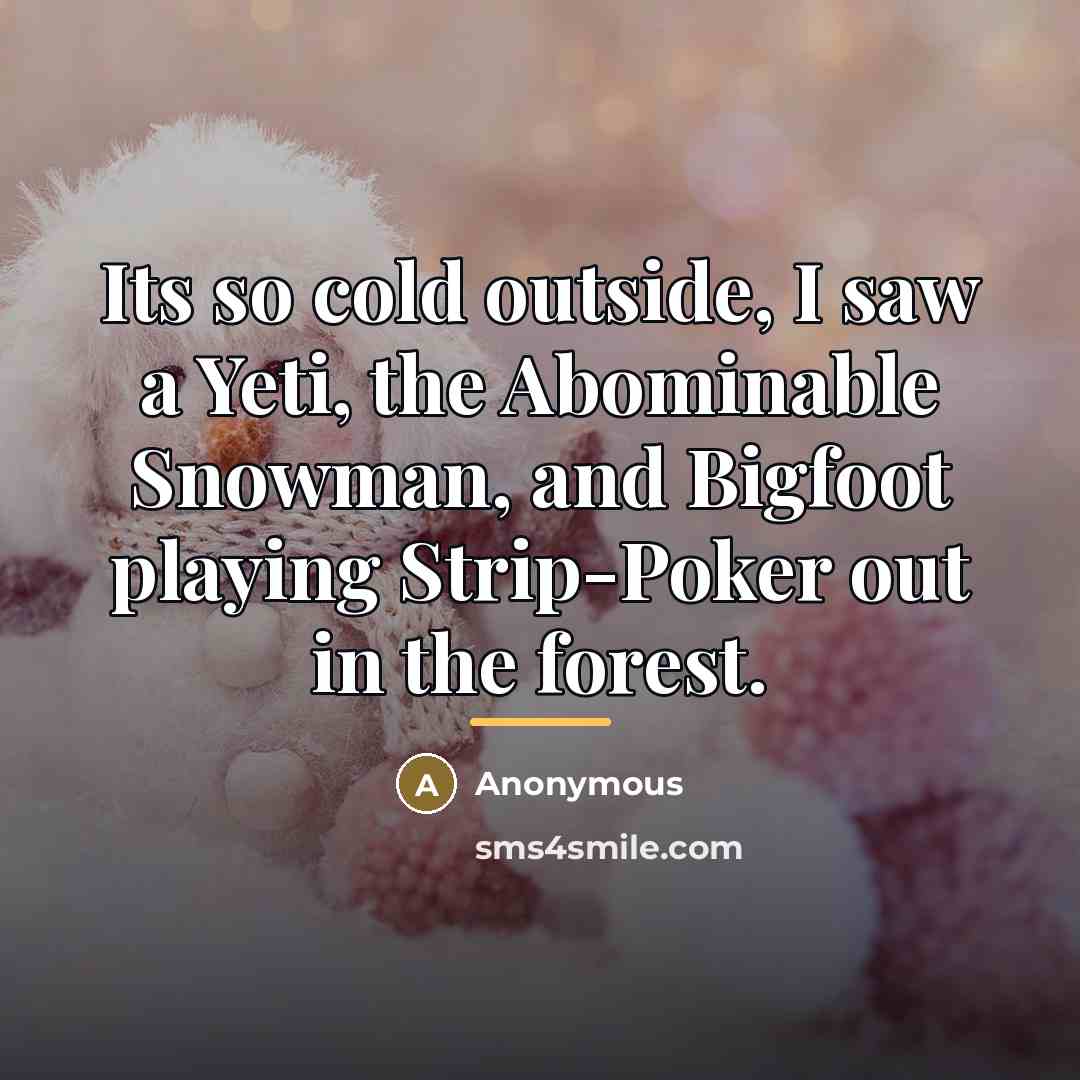 “Its so cold outside, I saw a Yeti, the Abominable…” quote by Anonymous