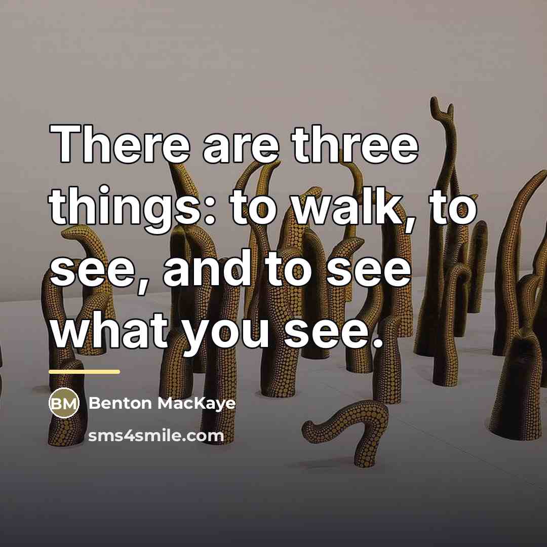 “There are three things: to walk, to see, and to…” quote by Benton MacKaye
