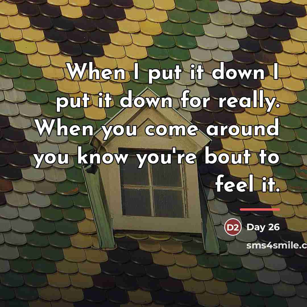 “When I put it down I put it down for…” quote by Day 26