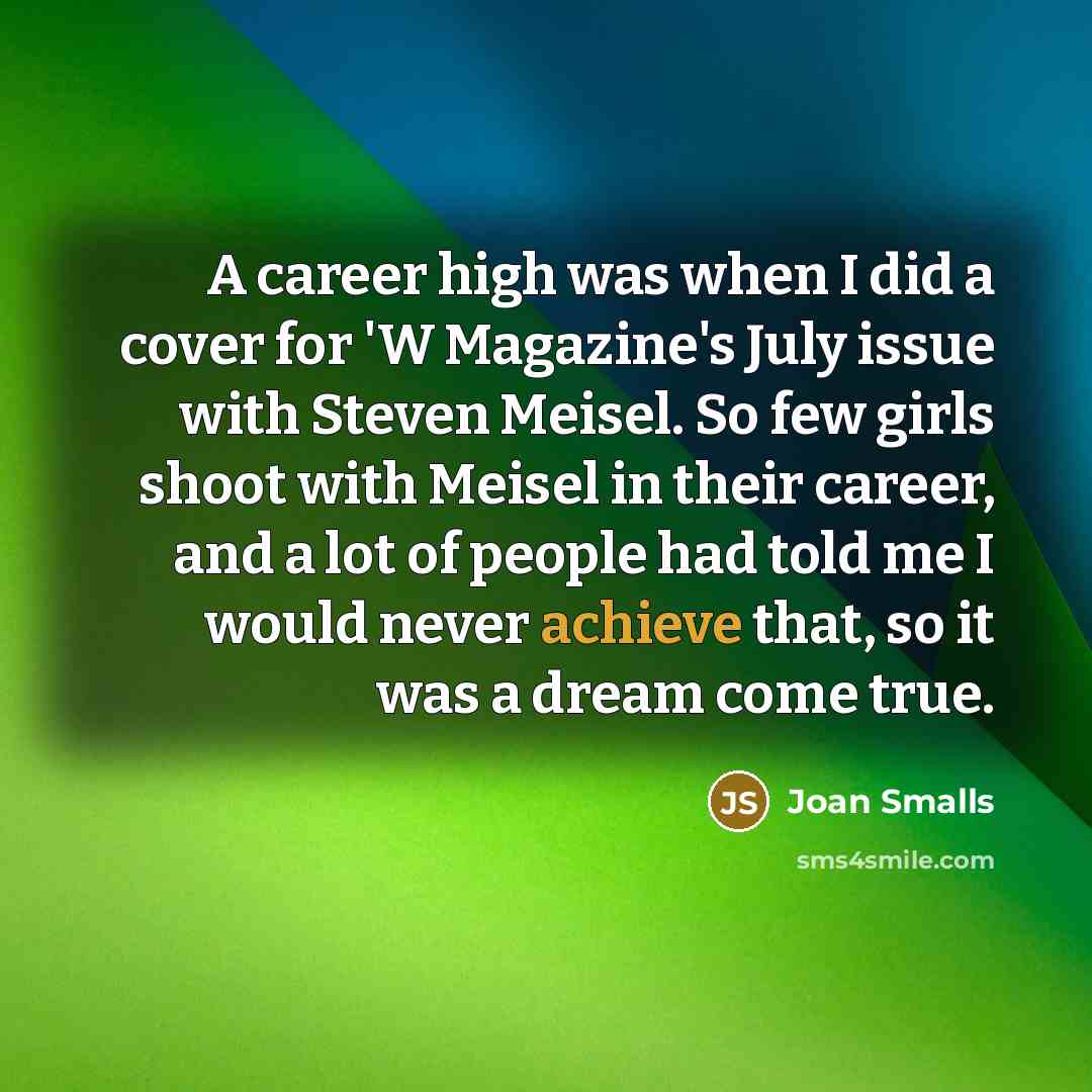 “A career high was when I did a cover for…” quote by Joan Smalls